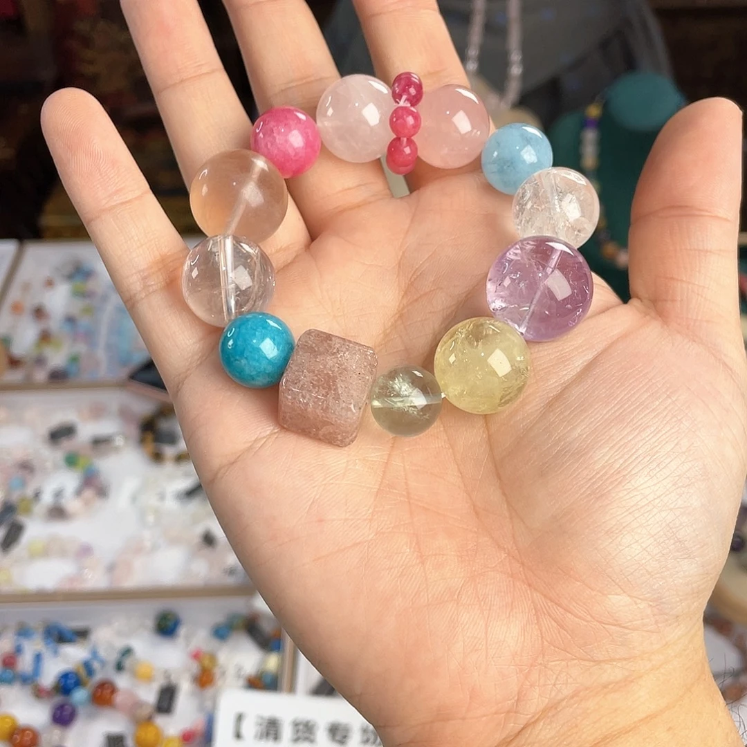 水晶手链银S925镀金镶嵌