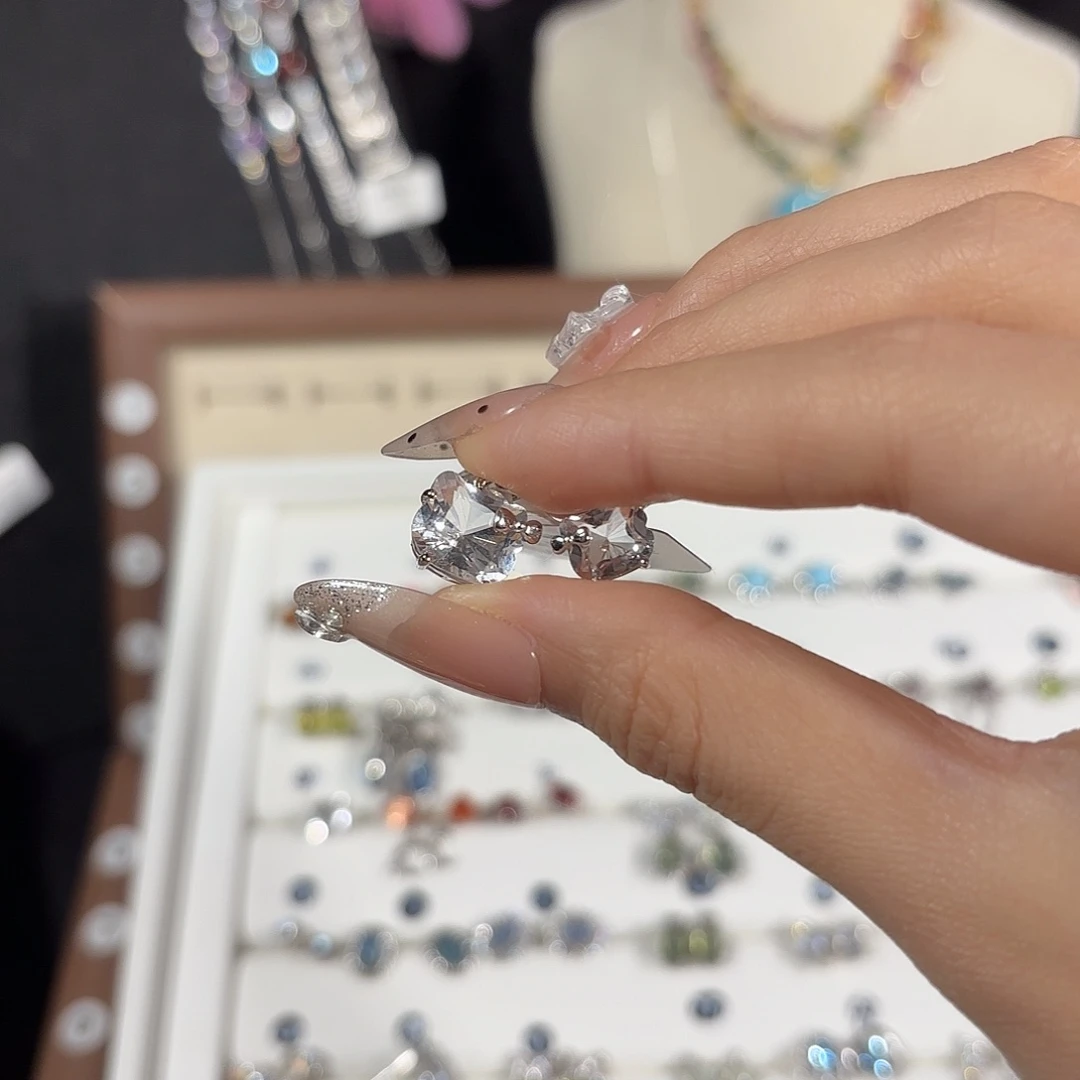 冬***️烟晶戒指银S925镶嵌