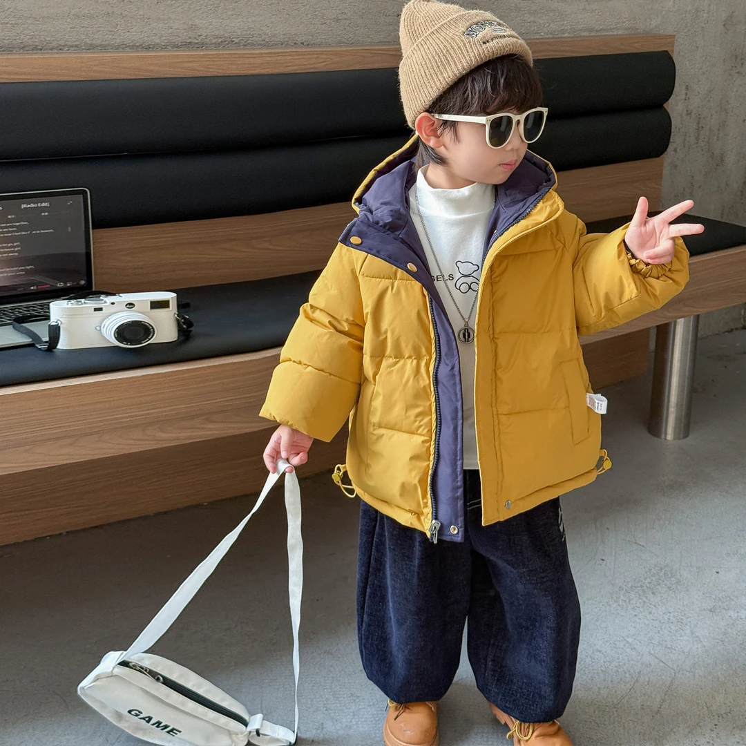 男童两面穿棉服冬季2025新款儿童男宝宝冬装加厚棉衣外套洋气棉袄