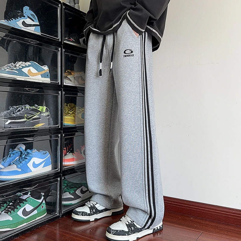 青少年春秋休闲运动裤直筒显瘦垂感简约可束脚男款宽松休闲裤卫裤