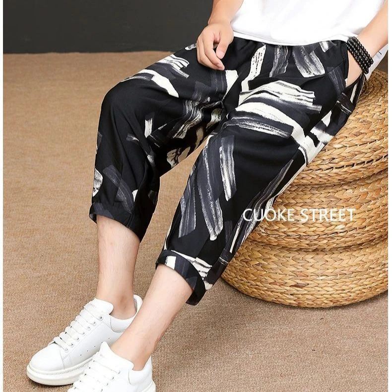 夏季短裤男冰丝速干七分裤时尚百搭沙滩裤束脚裤