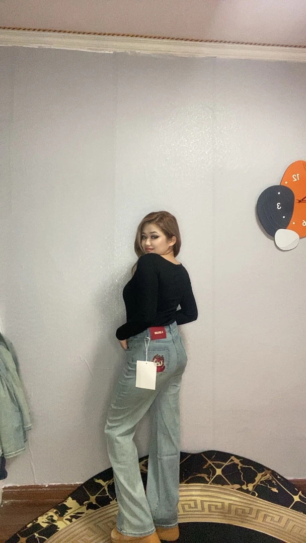 1068新款微喇叭裤热卖网红时尚百搭潮流显身材天蓝色阔腿牛仔裤