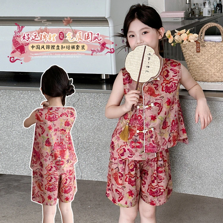 套装中国风夏季女童中大童