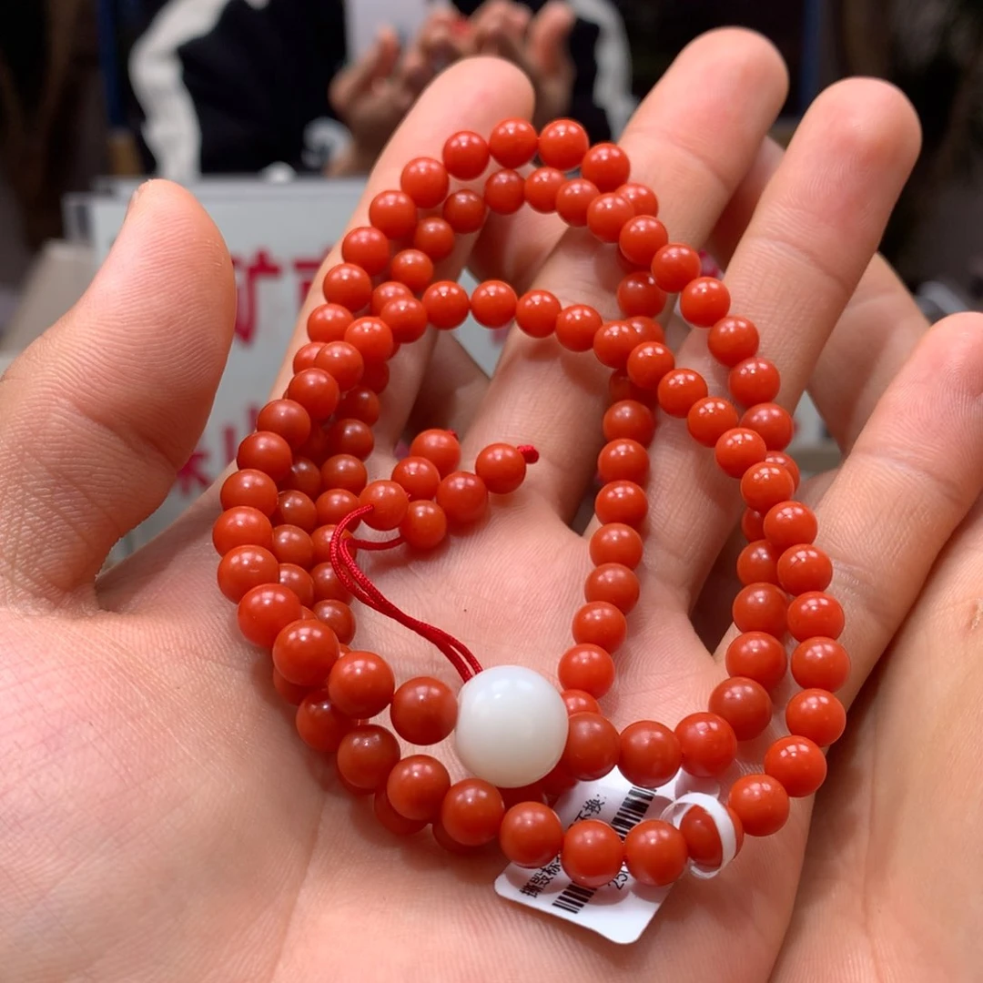 南红玛瑙啊东寨老南红多圈6㎜未镶嵌250110-3