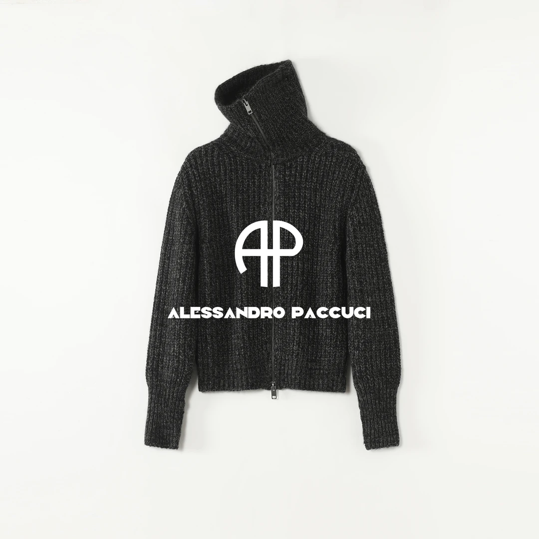 AP洛哥54197SK【高原的礼物】牦牛绒+绵羊毛高领拉链时尚针织开衫