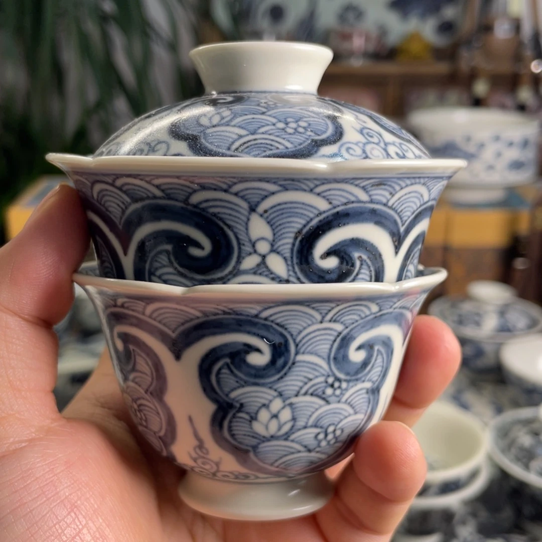 慕*元青花海生花两件套微瑕