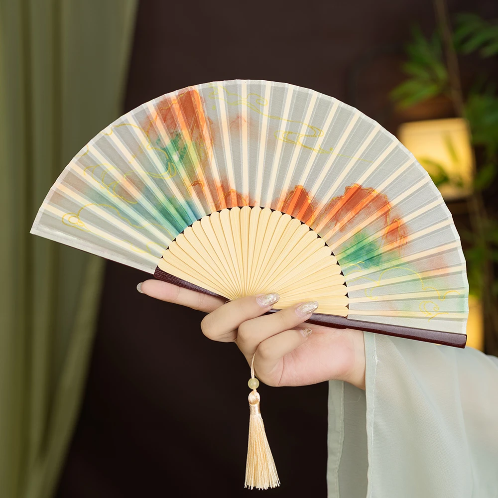 新款扇子国风夏天便携折扇古风礼物汉服专用跳舞扇纳凉日用扇定制