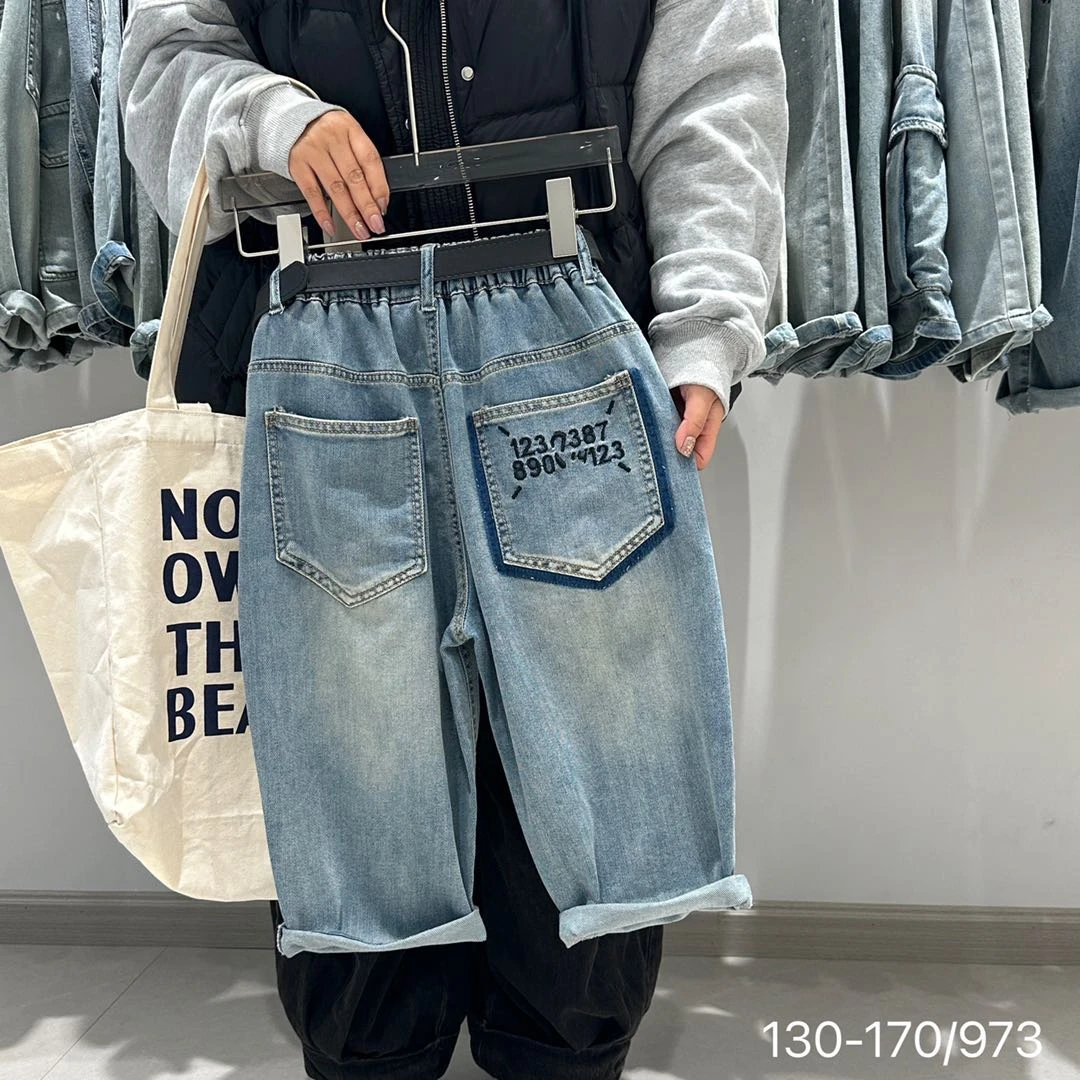 505865 韩版男童女童新款夏款时尚儿童洋气百搭休闲夏季牛仔中裤