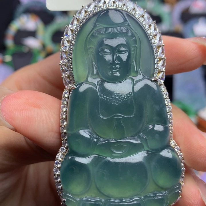 翡翠手链银S925镶嵌翡翠