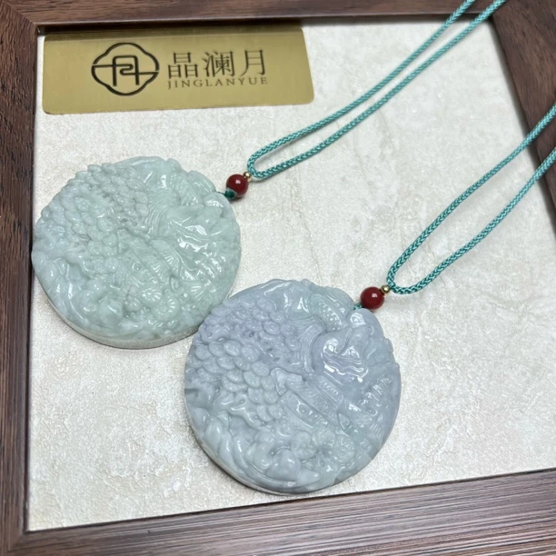 【晶澜月】M350【svip私人定制】翡翠雕刻山水图吊坠项链多样性发其一