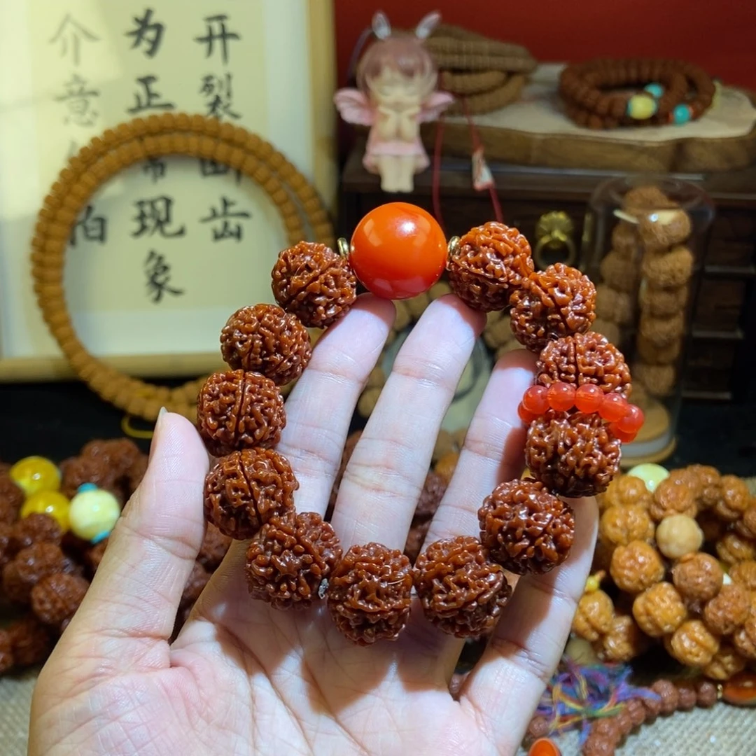 金刚菩提吊坠186玉化红珠红环