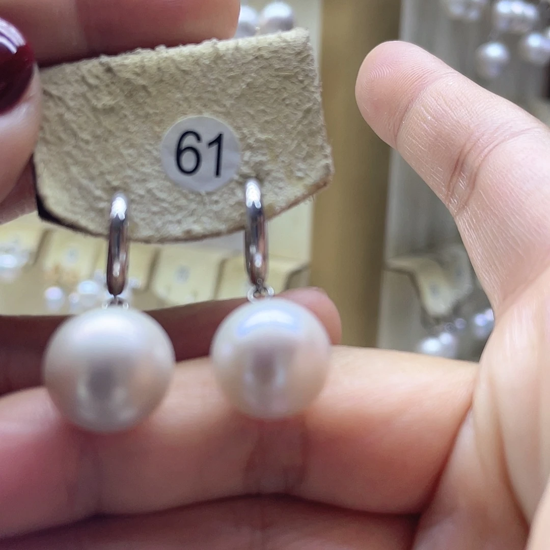 耳饰银S925镶嵌淡水珍珠