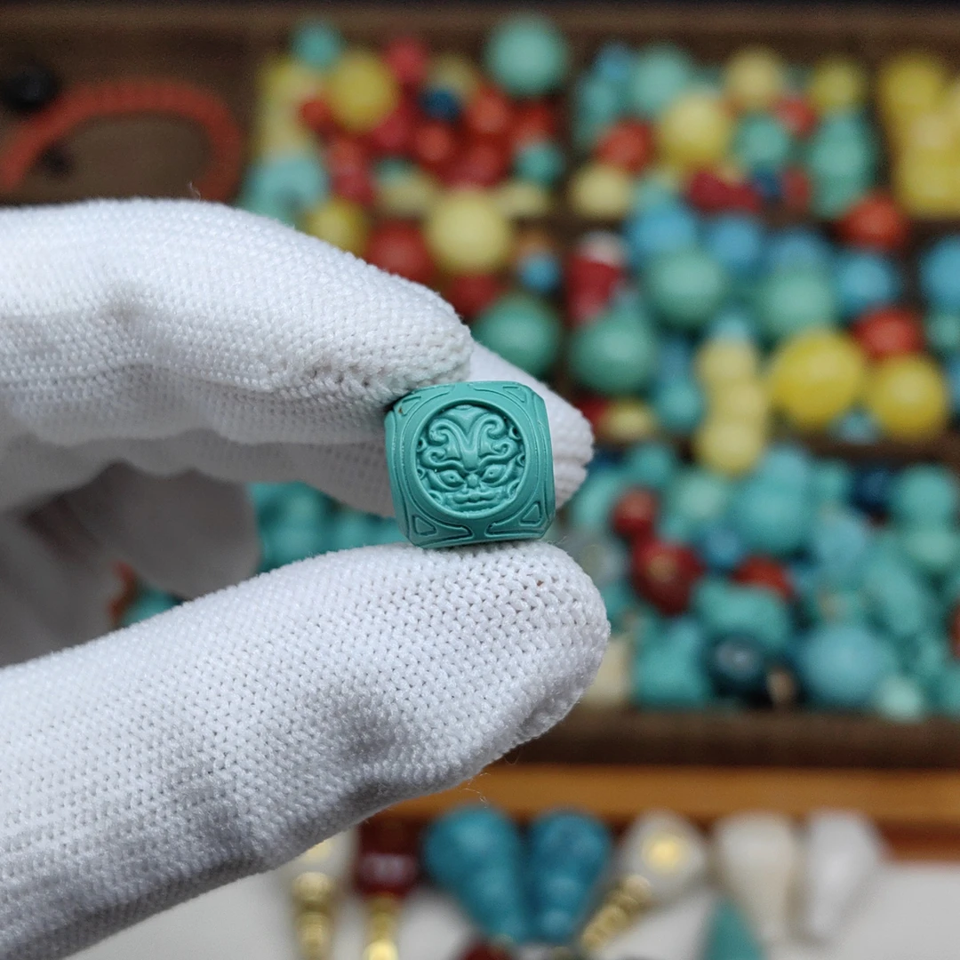 【A5】10mm四方神兽六方珠工精雕文玩配珠配饰DIY配件顶珠腰珠隔珠