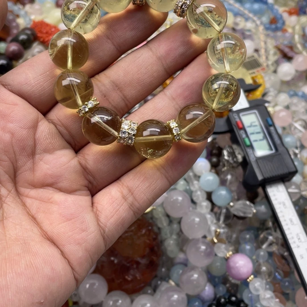 银S925镶嵌手链烟晶