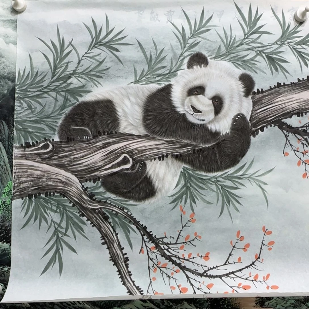 国画用****松工笔熊猫贾敏