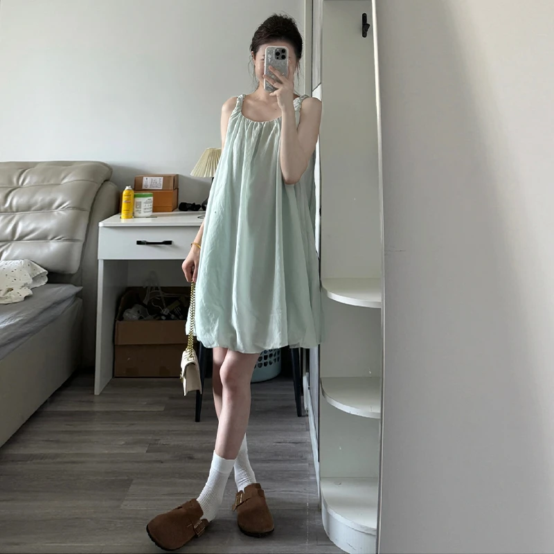 ZJ3388小个子穿搭薄荷绿2025新款女装夏季吊带连衣裙子超仙女气质