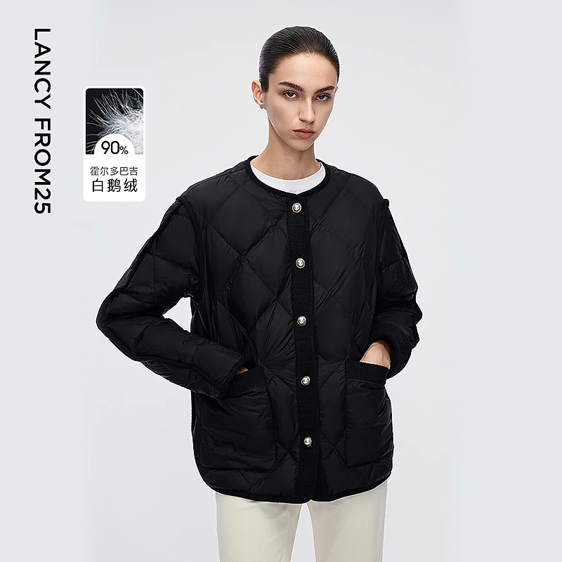 【轻羽45°云】朗姿霍尔多巴吉90白鹅绒小香风羽绒服通勤冬季新款