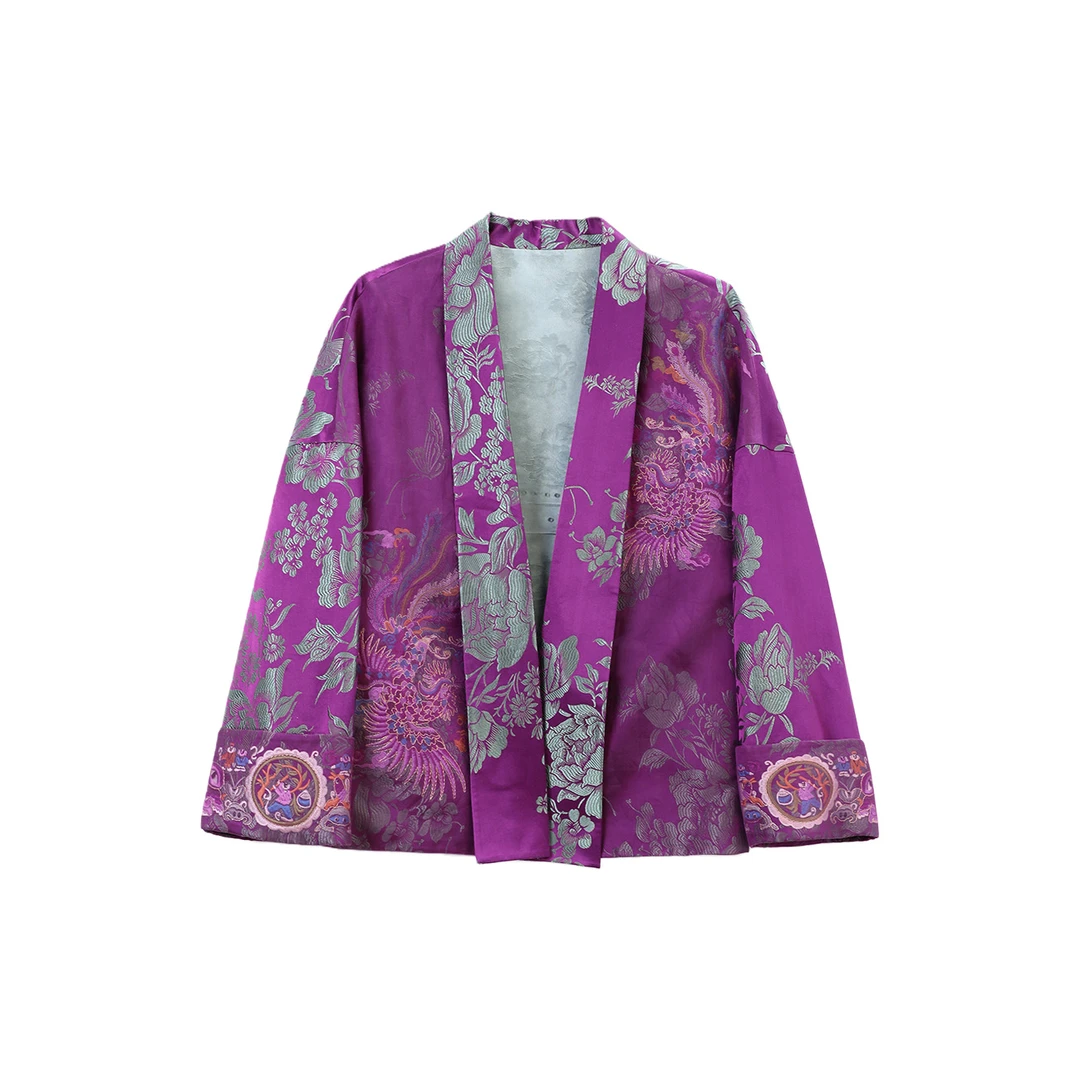 【岚岚专属】紫色牡丹老缎刺绣外套 2681758