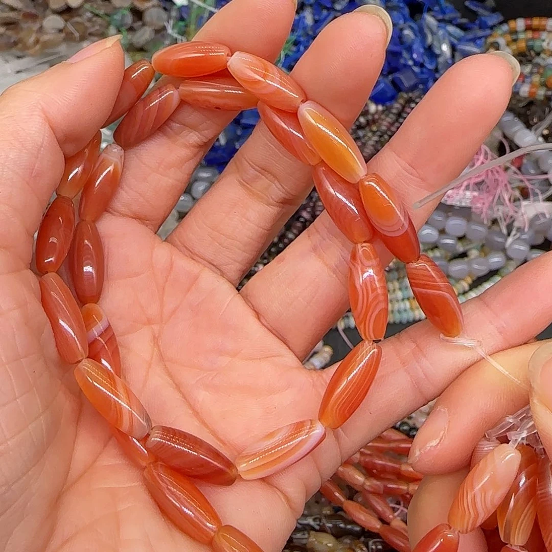 玛瑙/玉髓合金珠宝半成品红玛瑙缠丝玛瑙6mm一条