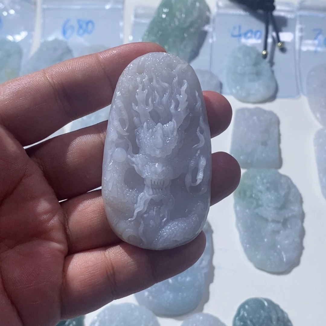 未镶嵌定制翡翠D***丶缅甸天然翡翠A货龙牌