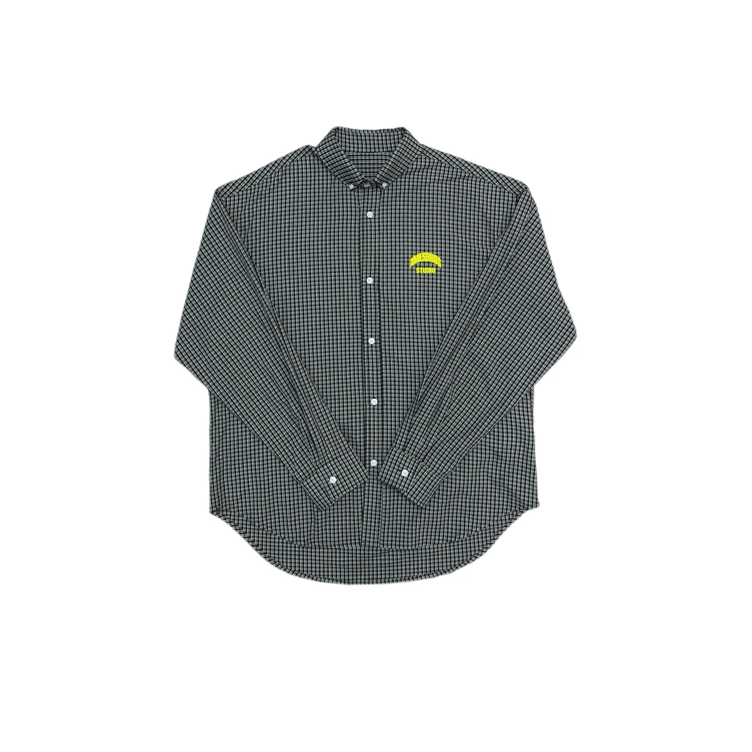 [X]黑白小格子简约字母印花翻领长袖衬衫儿童体恤(夏日炎炎 )