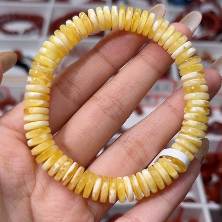 蜜蜡未镶嵌手链精工直切药片8.5+mm