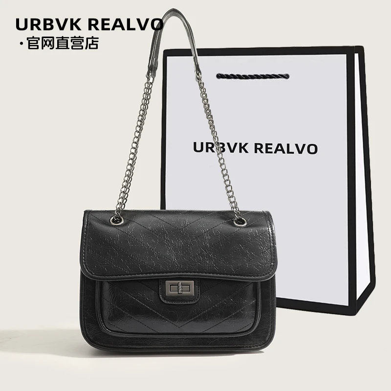 专柜女包包2025新款翻盖高级感黑色斜挎包单肩链条小方包小众时尚