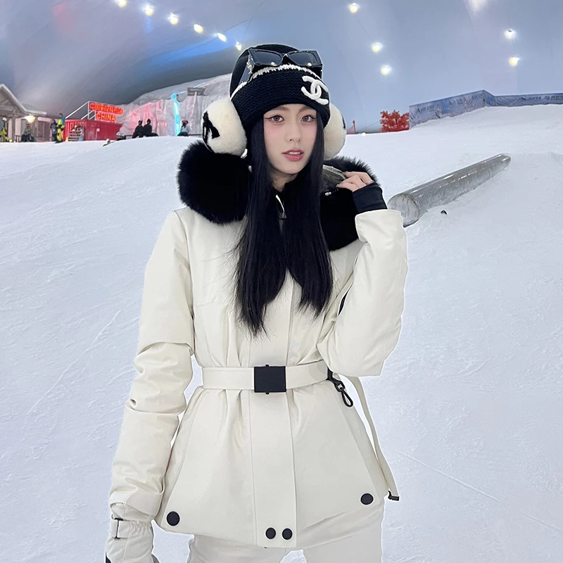 “雪山之巅”腰带款大朵绒冬季百搭加厚大毛领白鸭绒羽绒服收腰女11