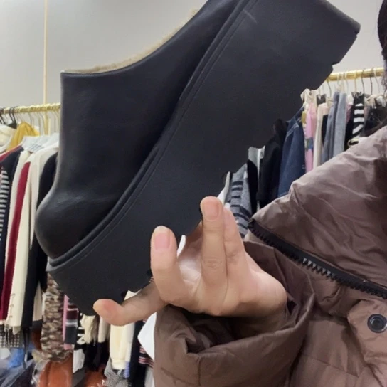 厚底半拖加绒福利清版