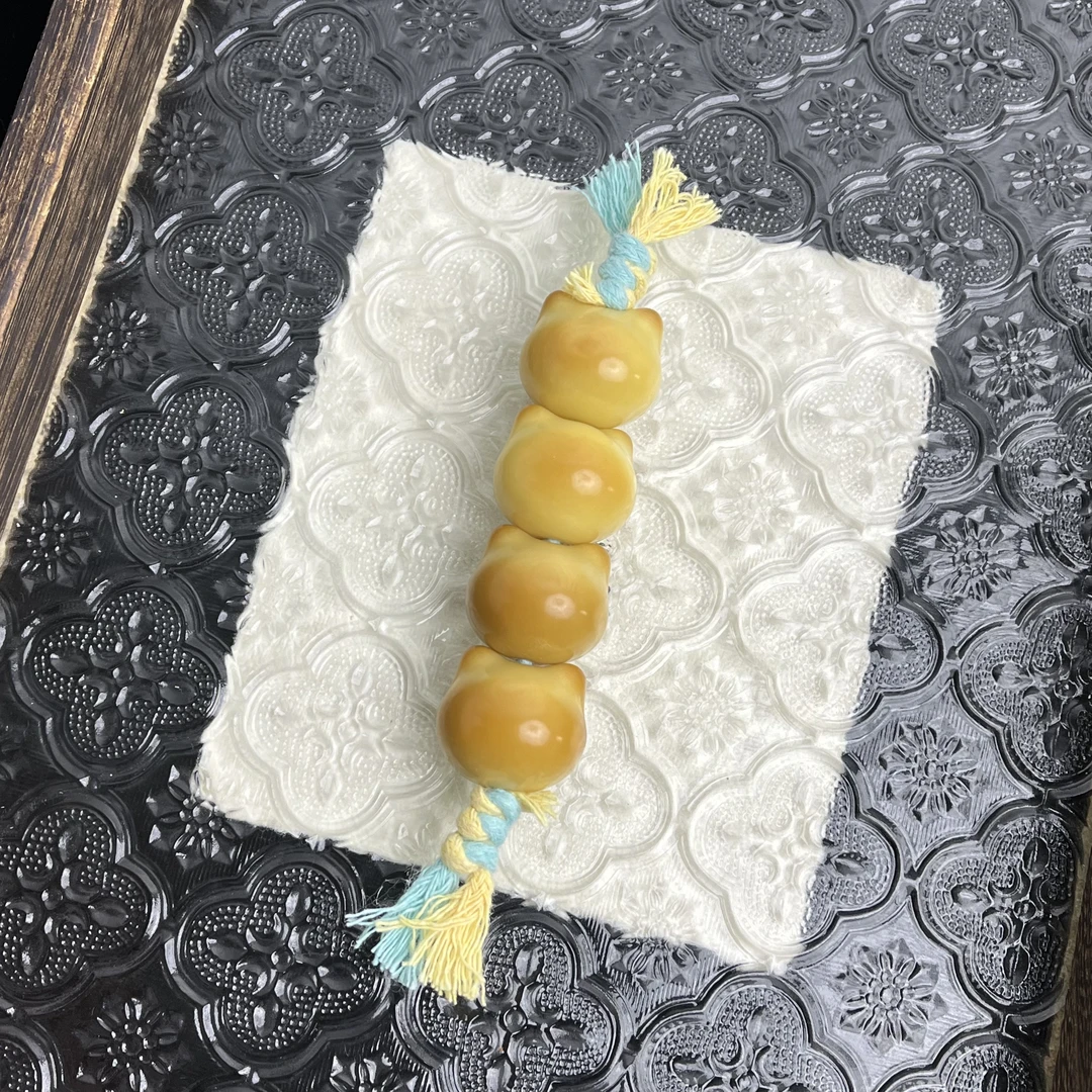 【蜜黄喵团25mm以下】象牙果碳烤竖孔猫头手捻 CP113-2732