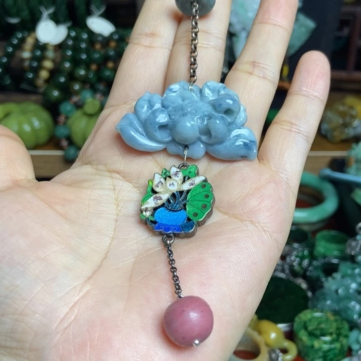 配饰银扣压襟扣牛仔蓝