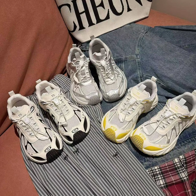 TS/TS休闲旅游女鞋2025夏季新款时尚百搭圆头系带老爹鞋