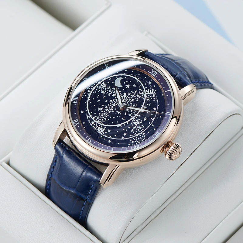 威塔经典男士星空全自动机械表夜光防水时尚百搭潮流腕表