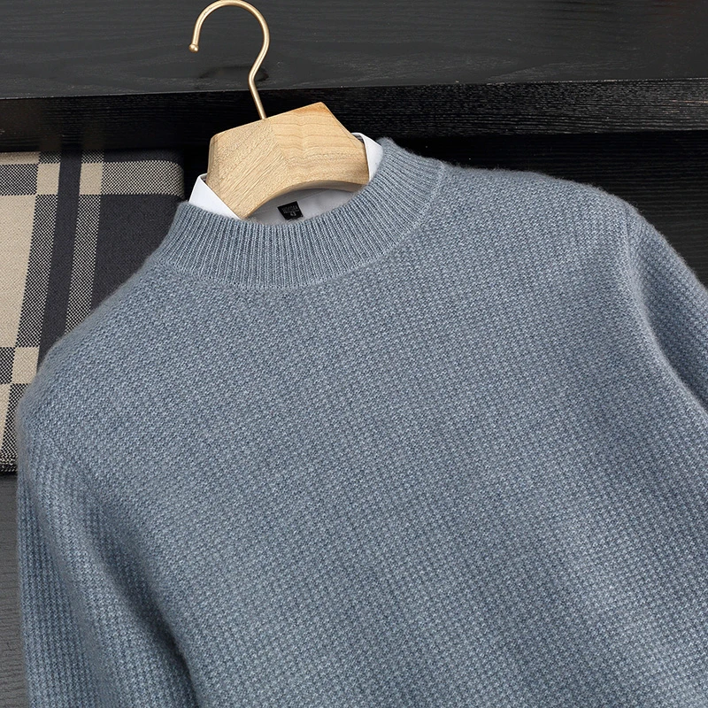 山羊绒男款半高领商务套衫秋冬针织纯色羊绒衫轻奢纯色保暖内搭