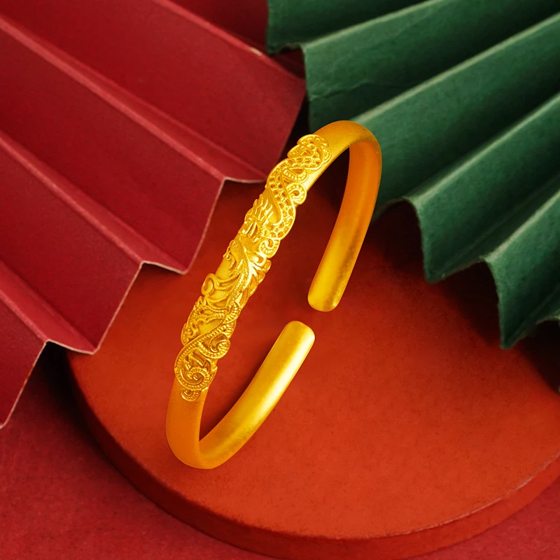 龙年新款复古时尚款女款新款花型开口精美手镯
