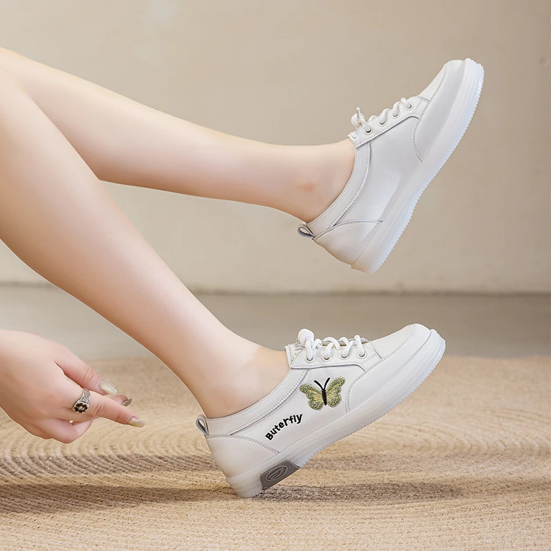 浅口真皮女鞋春秋皮鞋夏季平底鞋爆款妈妈单鞋超软一脚蹬小白鞋女