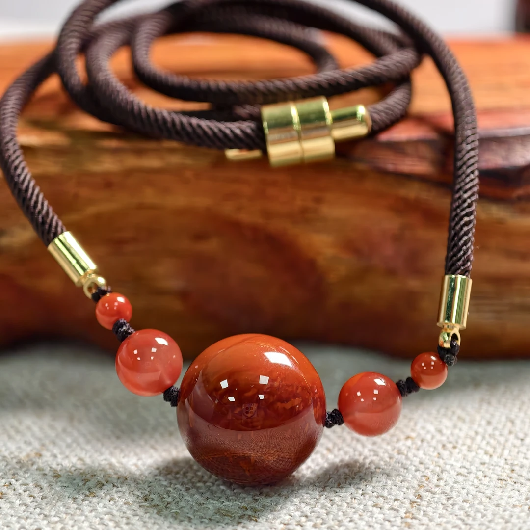 【师老师督造1212-14】14g+南红锁骨链瓦西料 无胶无裂牛血红17.5mm