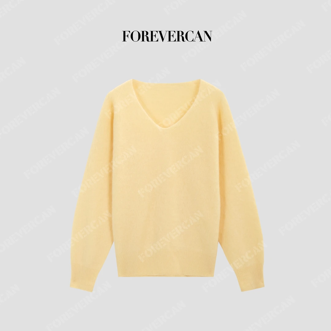 FOREVERCAN“芝士陷阱”山羊绒+绵羊毛桃心领毛衣MY40085