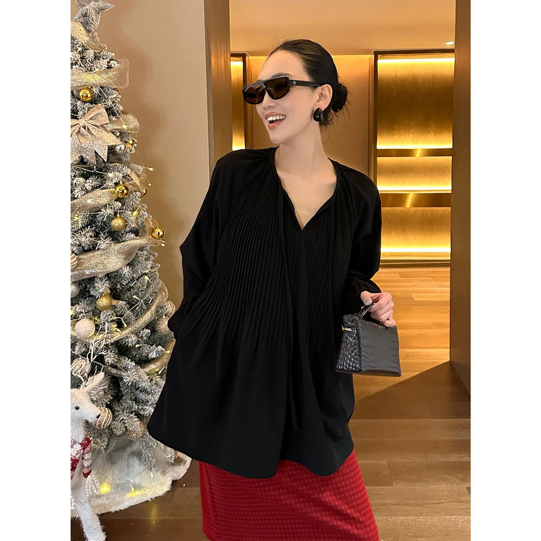 AME  优雅提纯衫   重工压褶灵动飘逸灯笼袖上衣ZD11SZYL875