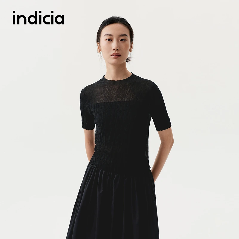 indicia标记商场同款25新款褶皱肌理感显瘦针织衫F2C5ZZ371F