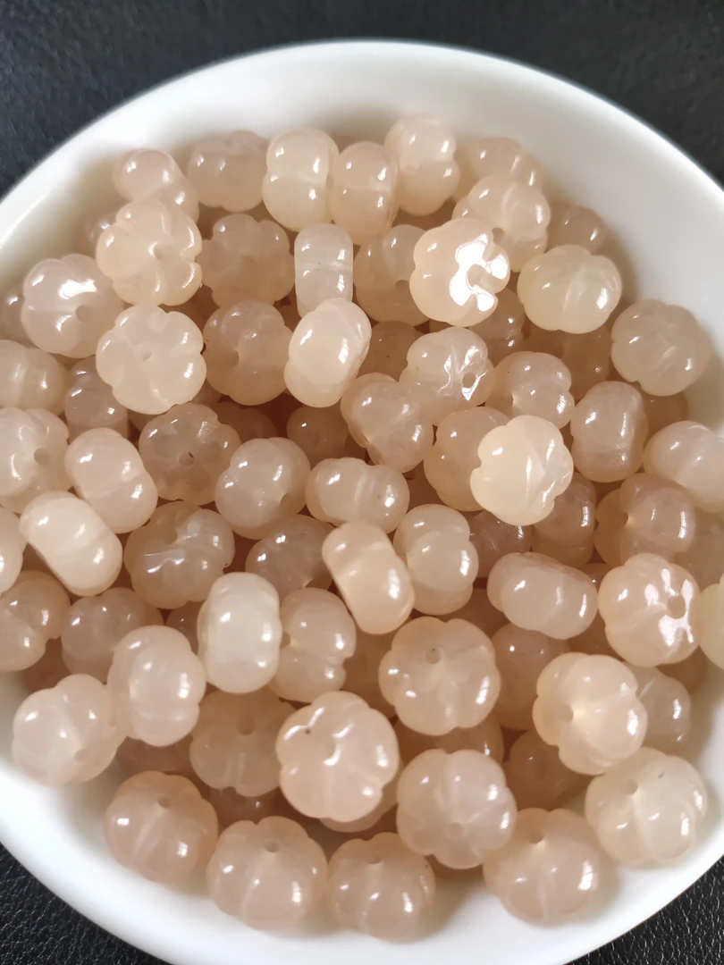 天然散珠w2242藕粉五瓣花8mm*20颗