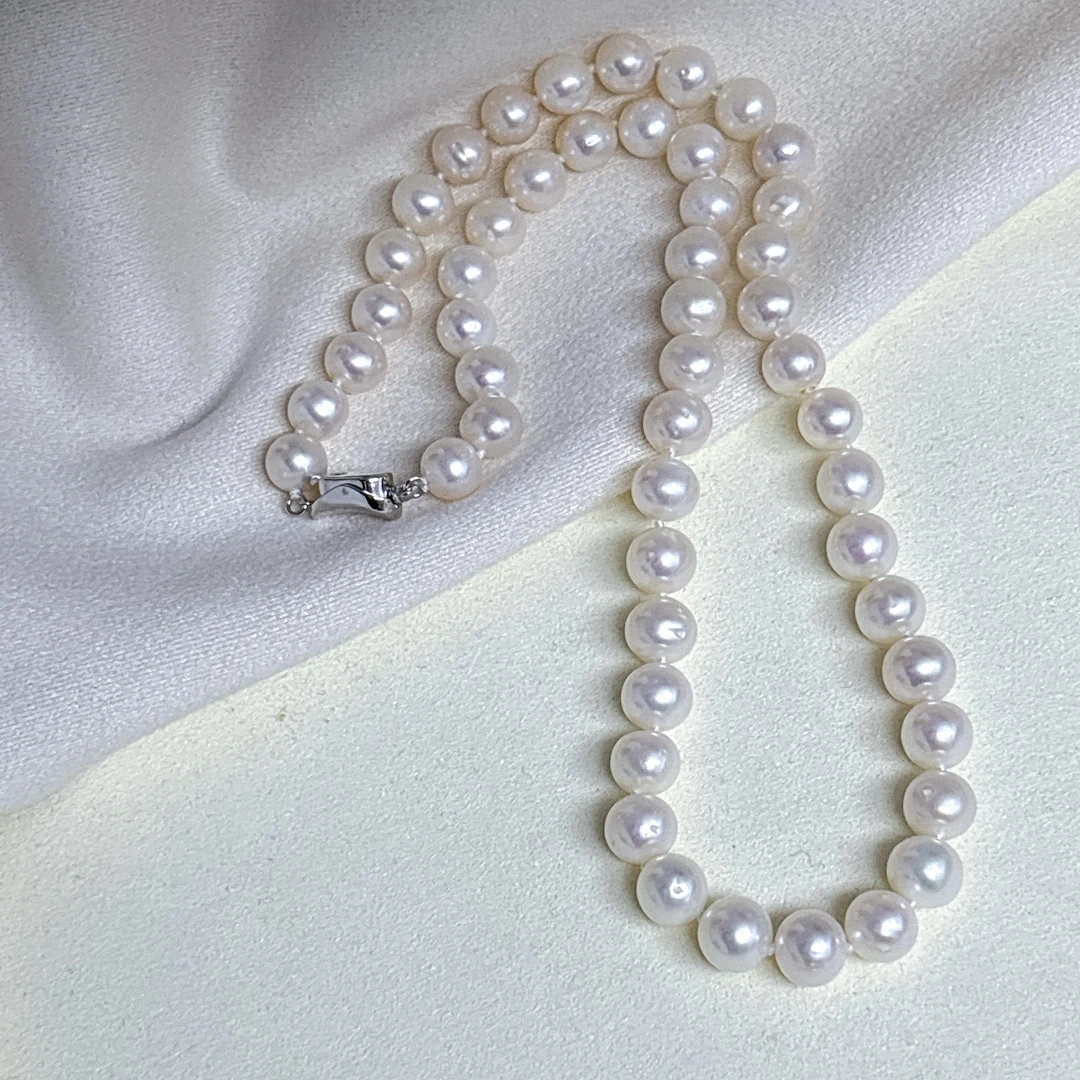 8-9mm淡水无核珍珠项链S925银扣