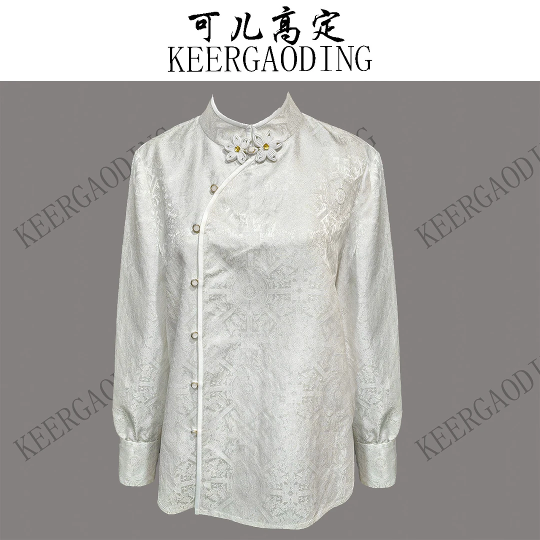 【可儿•高定】螺钿非遗宋锦高端新中式设计师款衬衫上衣3-J5883-1