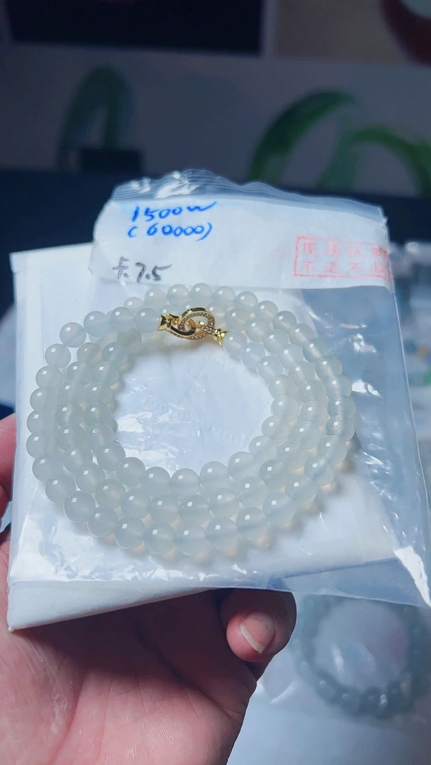 天然缅甸翡翠A货高冰玻珠链