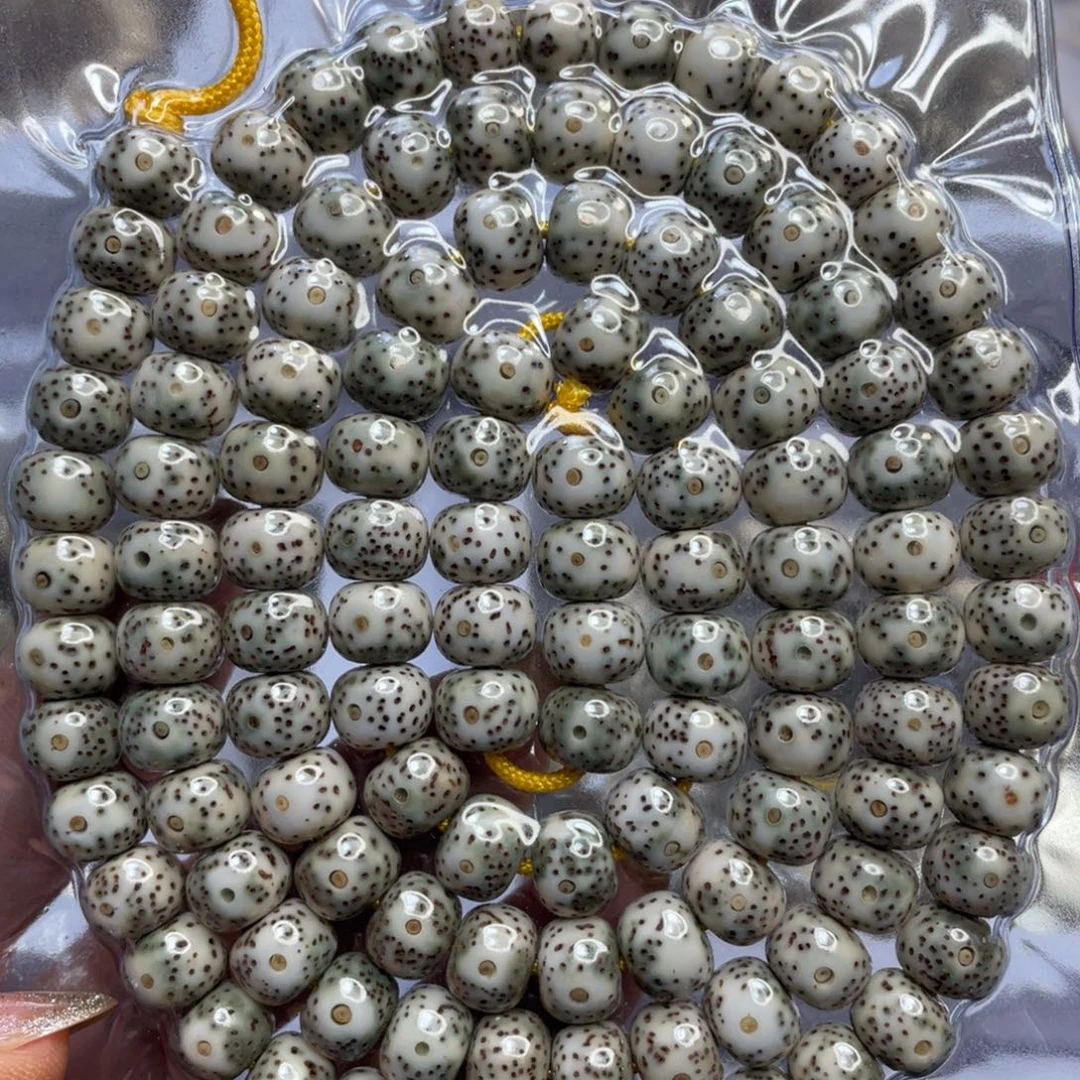 吊坠星月菩提石玉料青花藏式桶珠尺寸9