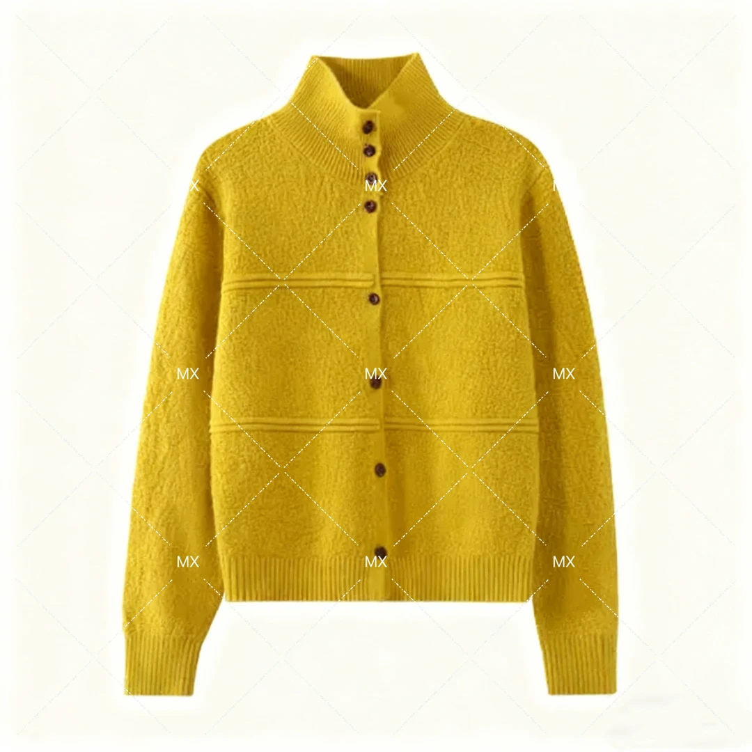 秋冬针织落肩袖长袖立领毛针织衫绿色女装百搭慵懒风韩版