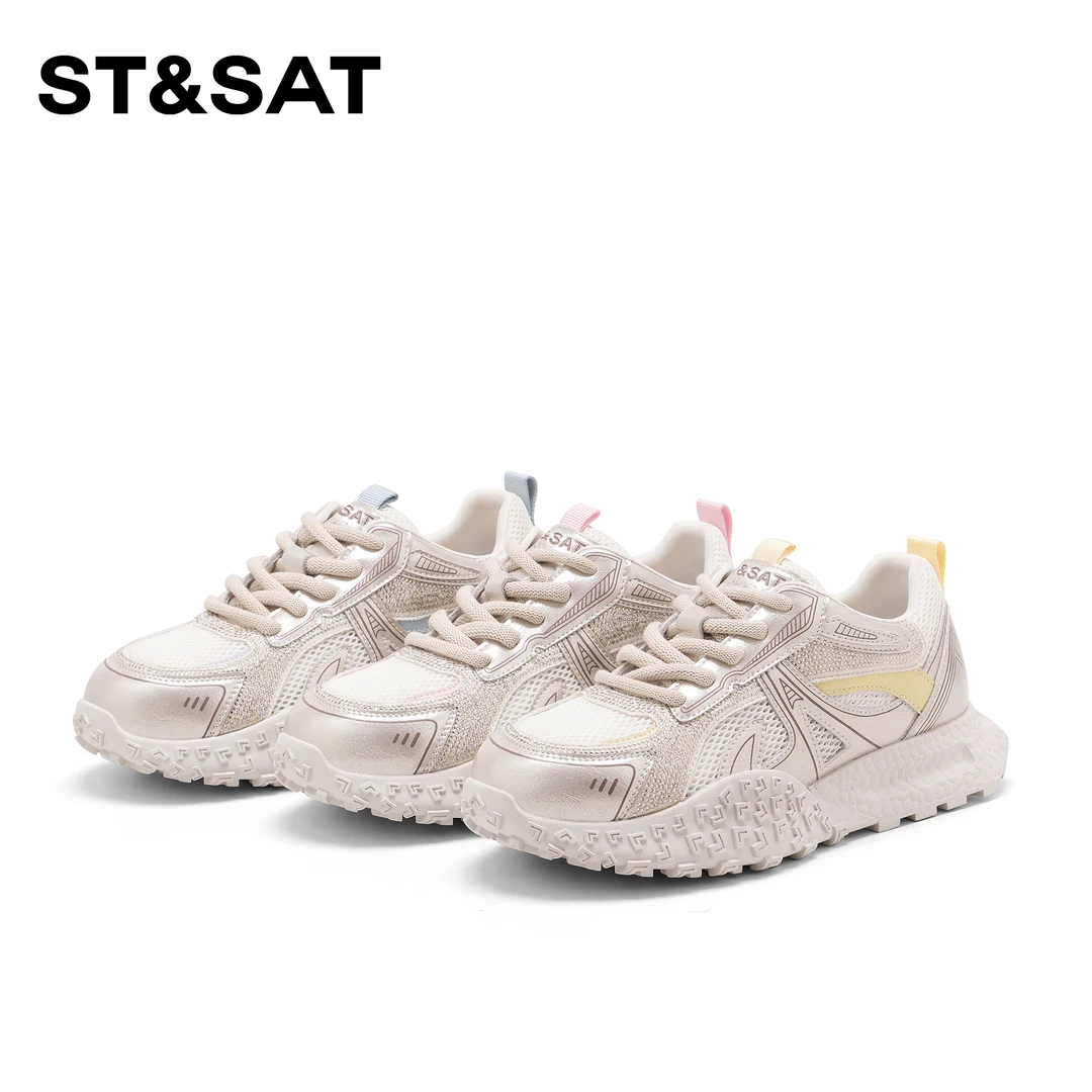 St&Sat/星期六潮流百搭休闲鞋2025新款网面透气厚底舒适阿甘鞋女