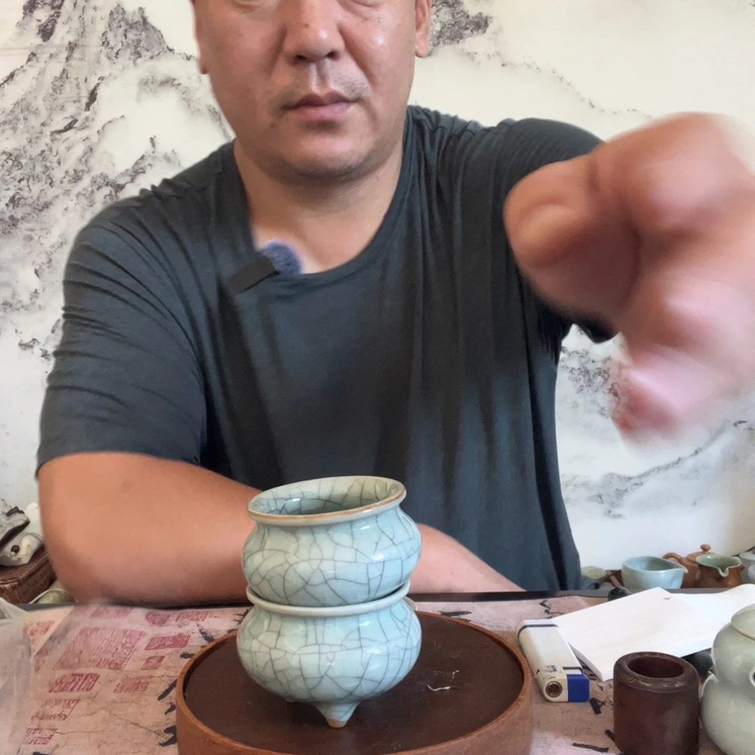 A***去瓷片龙泉青釉瓷器香炉