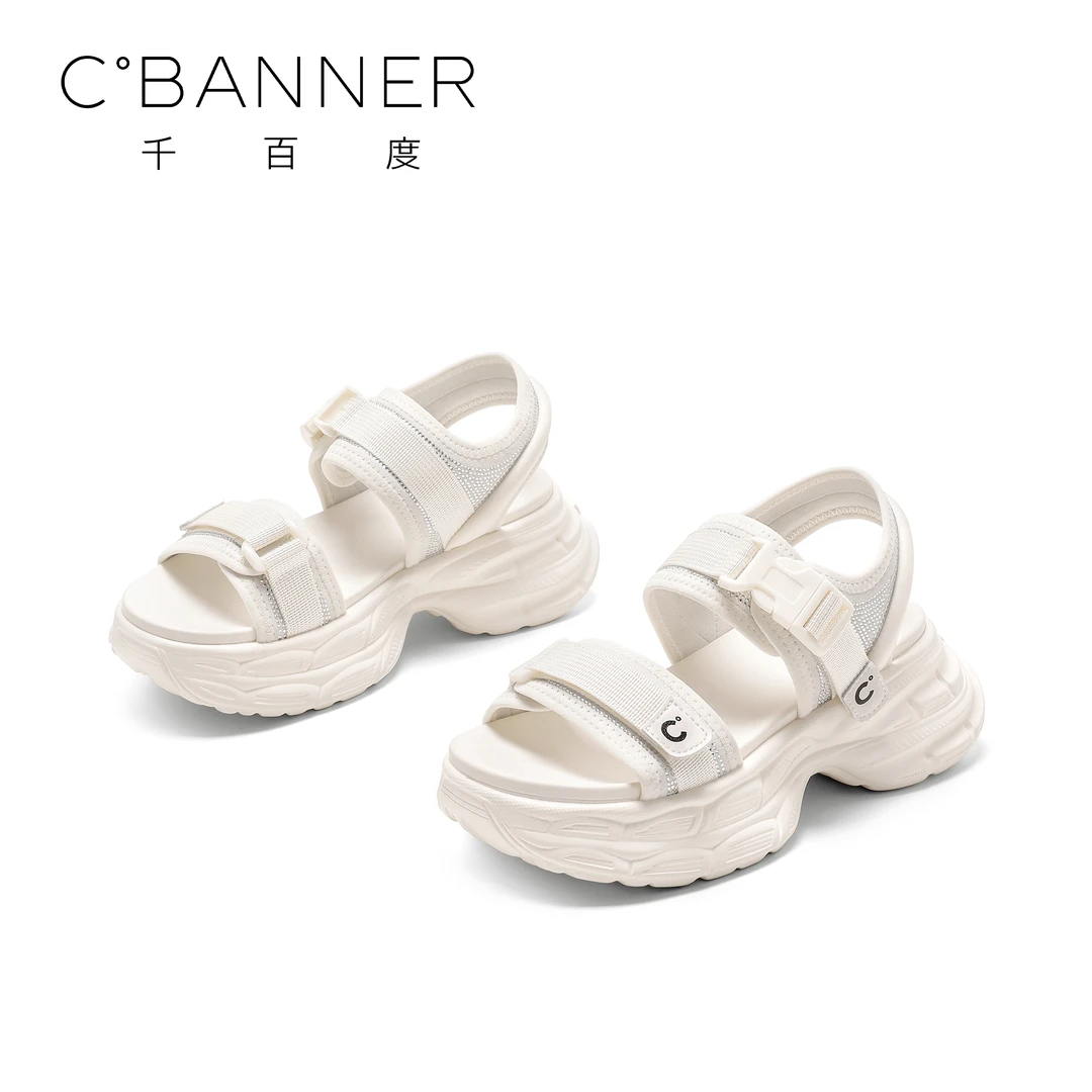 C.BANNER/千百度时尚舒适拖鞋女2025新款厚底潮流外穿高级感凉拖