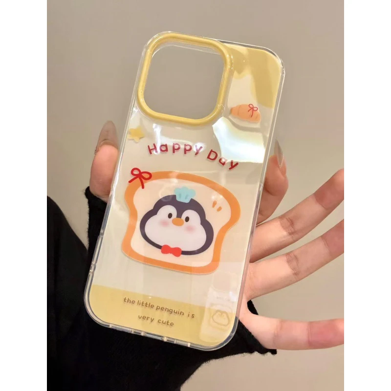 奥菲顿可爱吐司企鹅适用iPhone16大孔手机壳华为vivo小米15oppo套